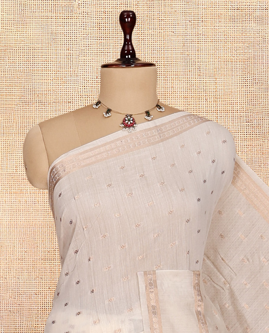 Off-White Assam Silk Saree