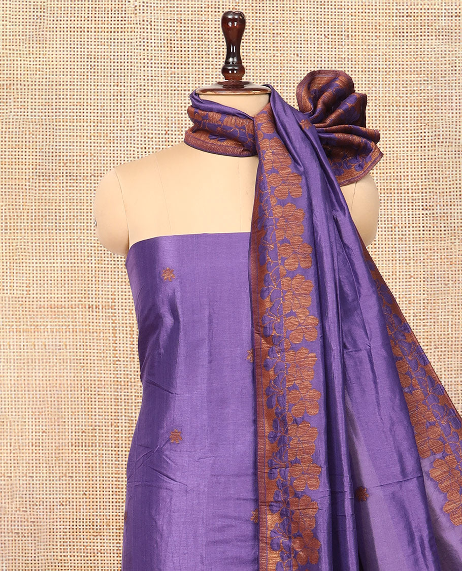 Royal Blue Semi Silk Material Chudidar Set, Adorned with Copper Zari Intricate Design Woven Top, a Santoon Bottom, Matching Dupatta