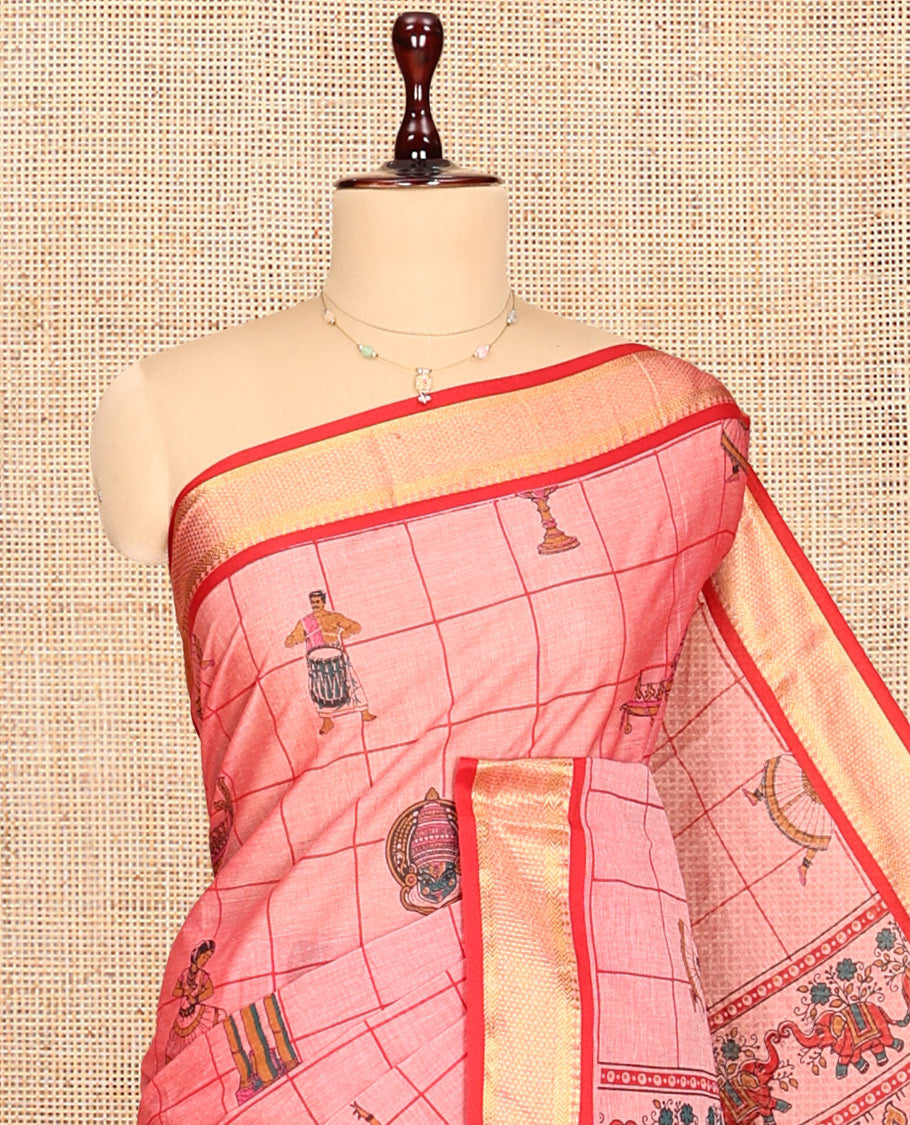 Pink Chirala Cotton Saree