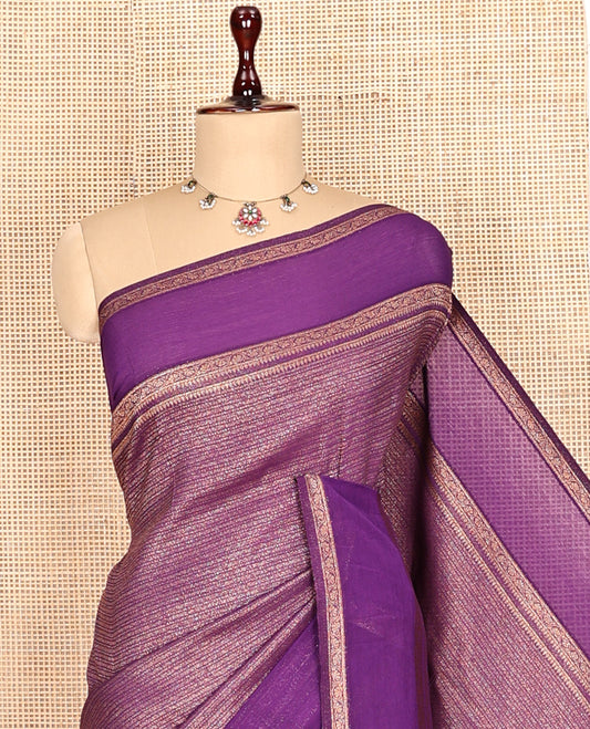 Purple Fancy Crepe Saree