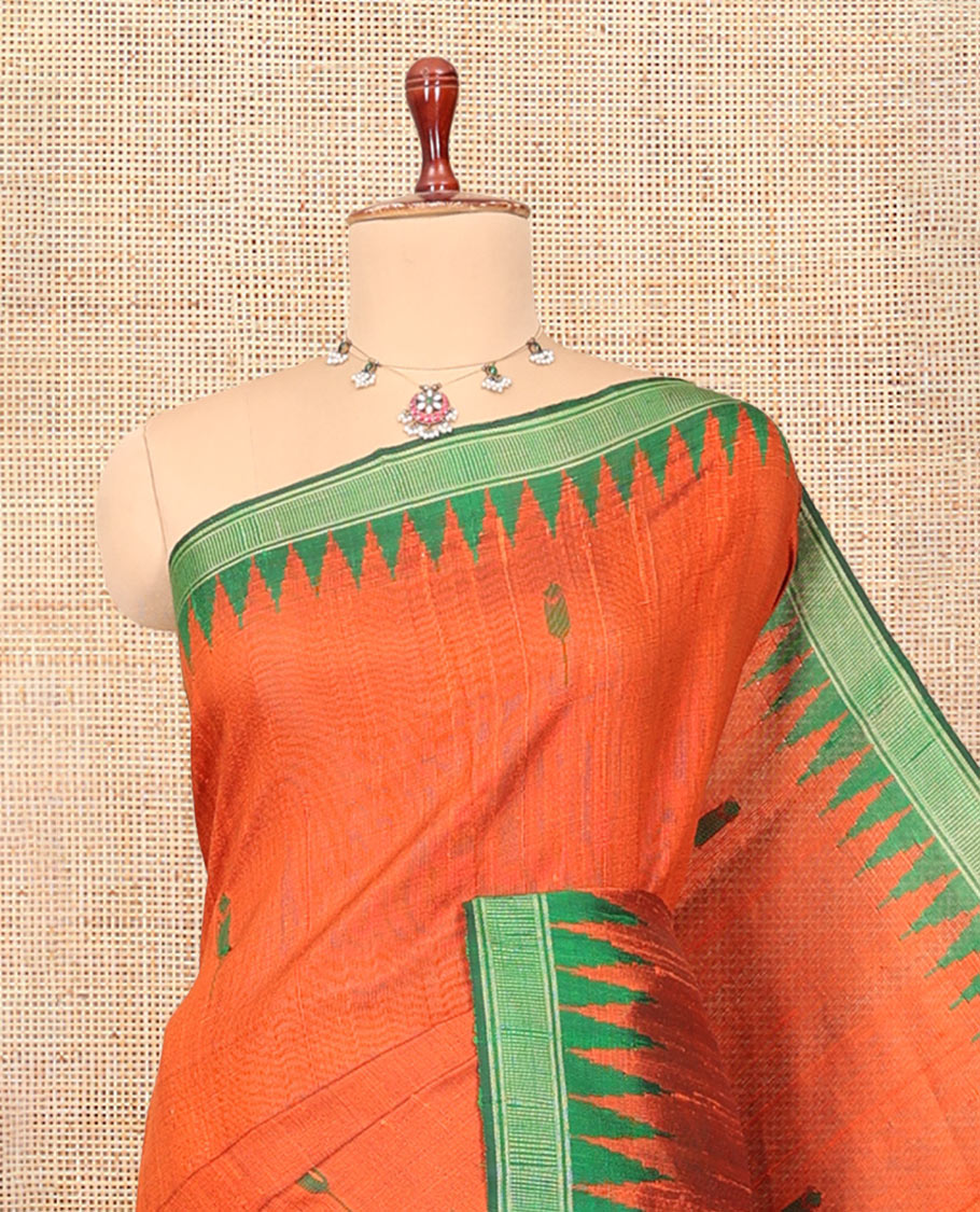 Orange Dupion Saree