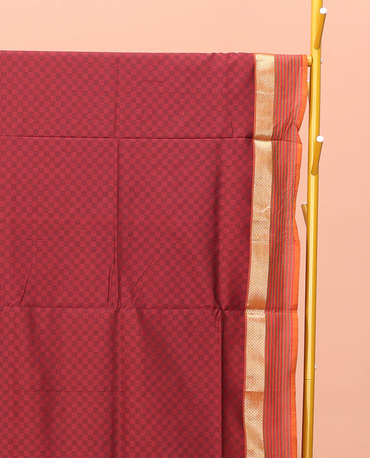 Maroon Poly Cotton Saree