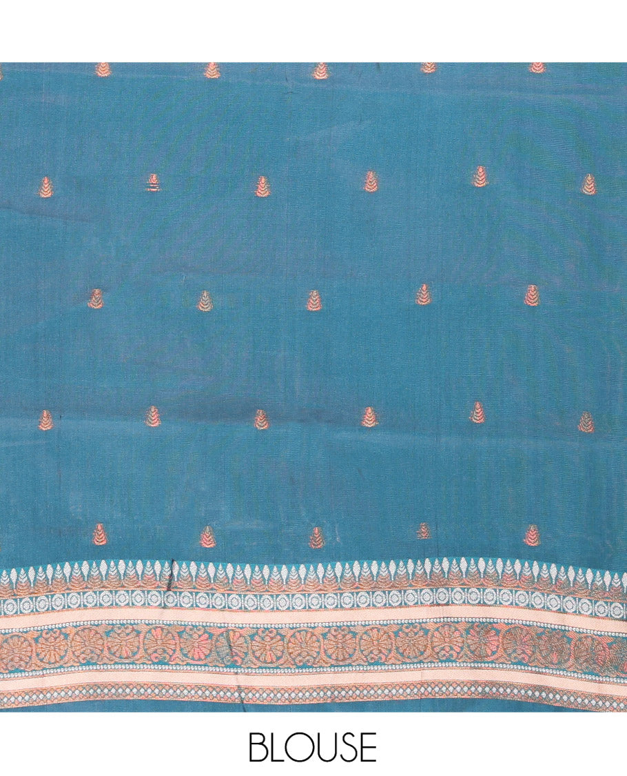 Onion Pink Litchi Chettinad Cotton Saree Features Buttas, Contrast Traditional Border, Grand Pallu,  Contrast Blouse