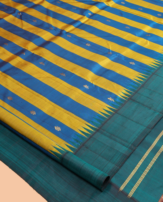Blue-Yellow Kanchipuram Silk Saree