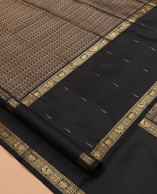 Black Kanchipuram Chettinad Saree