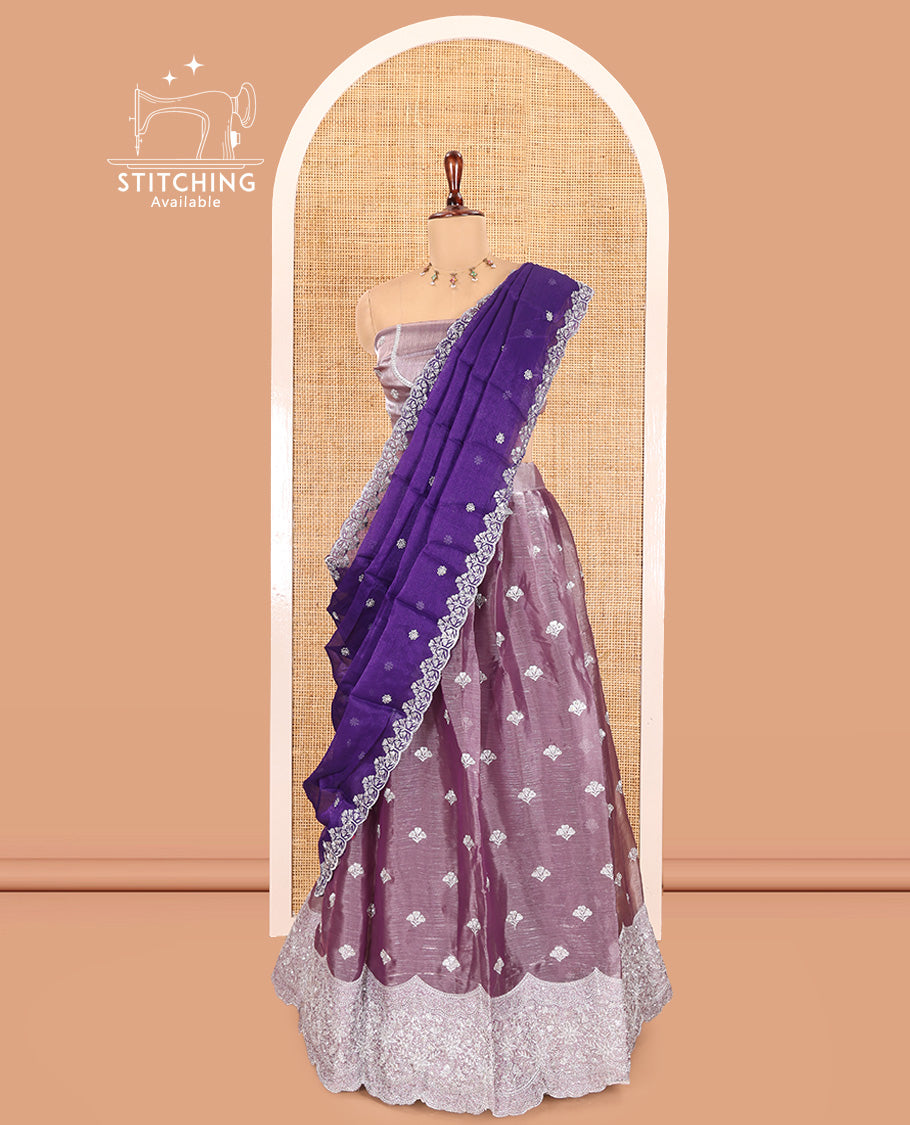 Dusky Lavender Velvet Organza Half-Saree