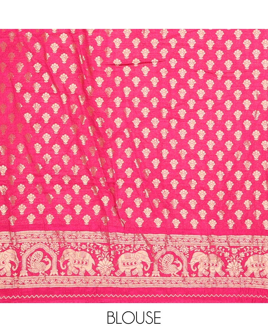 Mustard forest theme design dola saree  with contrast elephant design border & forest theme design pallu