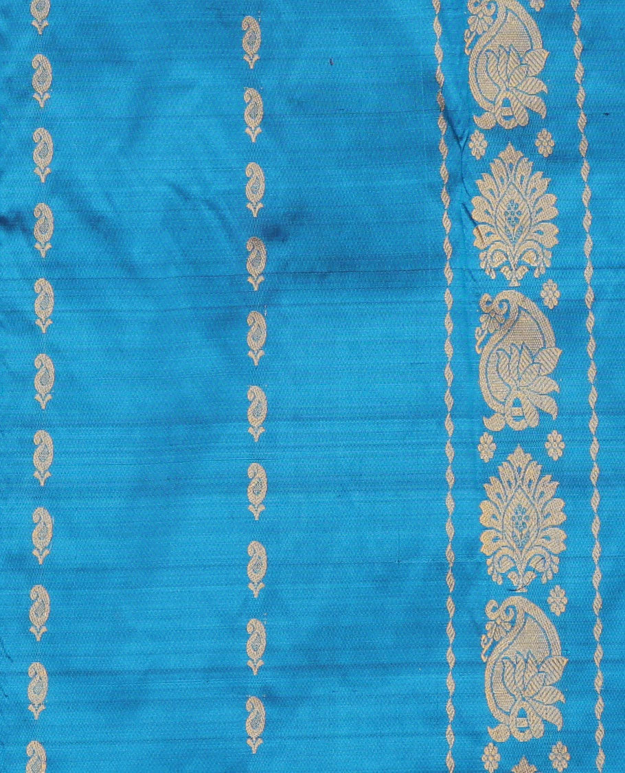 Blue Pure Silk Navarathna Pavadai Material Set