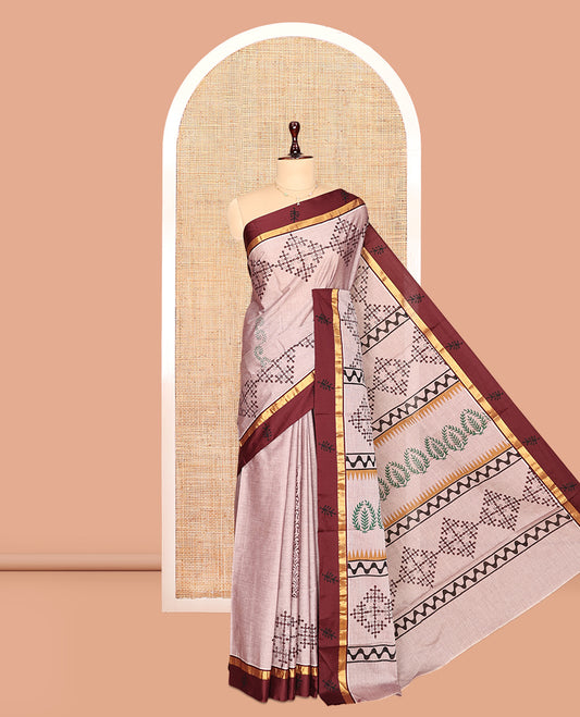 Pale Pink Chirala Cotton Saree