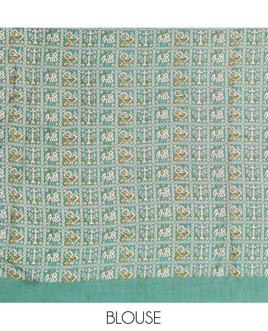 Rani Pink Manipuri Tussar Saree, Delicately Woven with Mirror Work, a Contrast Patola Animal Motif Border, Patola Pallu, a Contrast Blouse