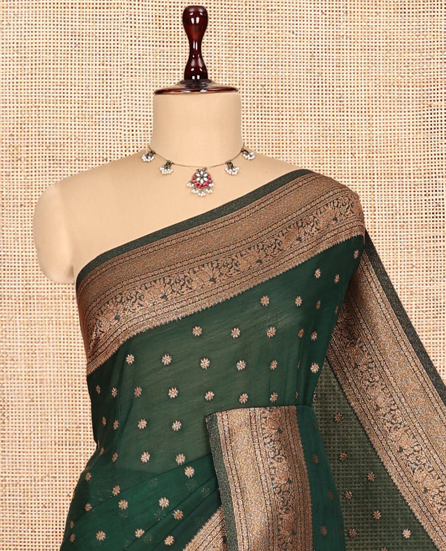 Green Fancy Crepe Saree