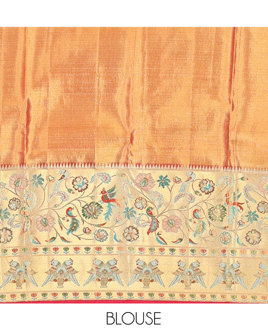 Orange Kanchipuram Tissue Silk Saree