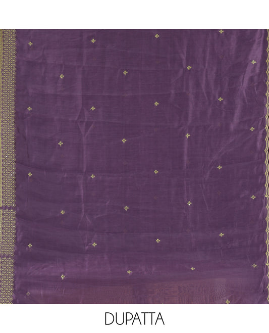 Wine Semi-Silk Material Churidar Sequins Embroidered Top, a Plain Bottom, a Embroidered Dupatta