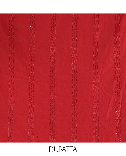 Multi-Color Shimmer Tissue Material Churidar, Graced with Madras Checked Neckwork Top, a Contrast Bottom, and a Sequins Striped Dupatta