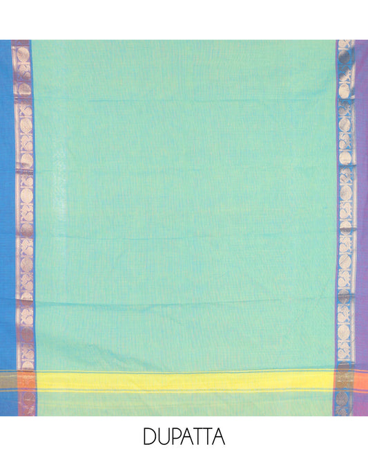 Firozi Green Mercerised Cotton Material Chudidar Set