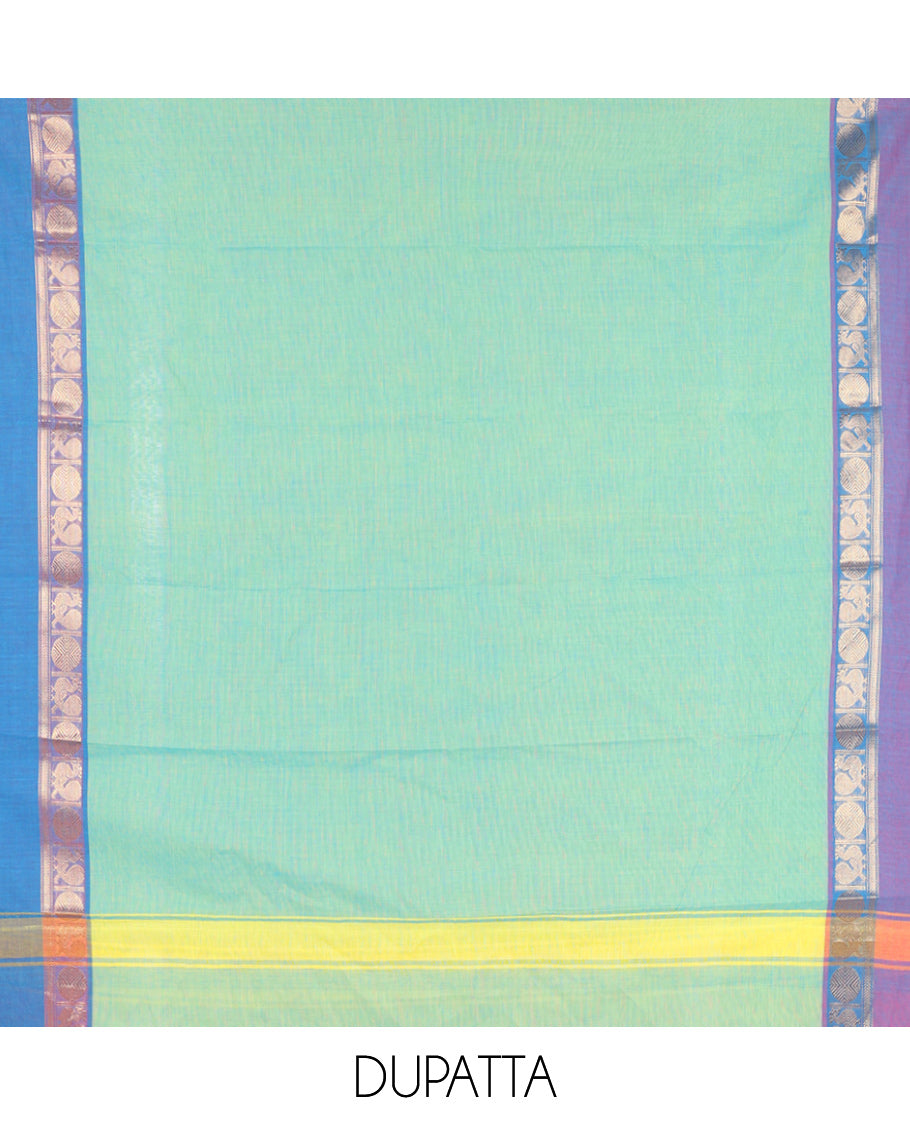 Firozi Green Mercerised Cotton Material Chudidar Set
