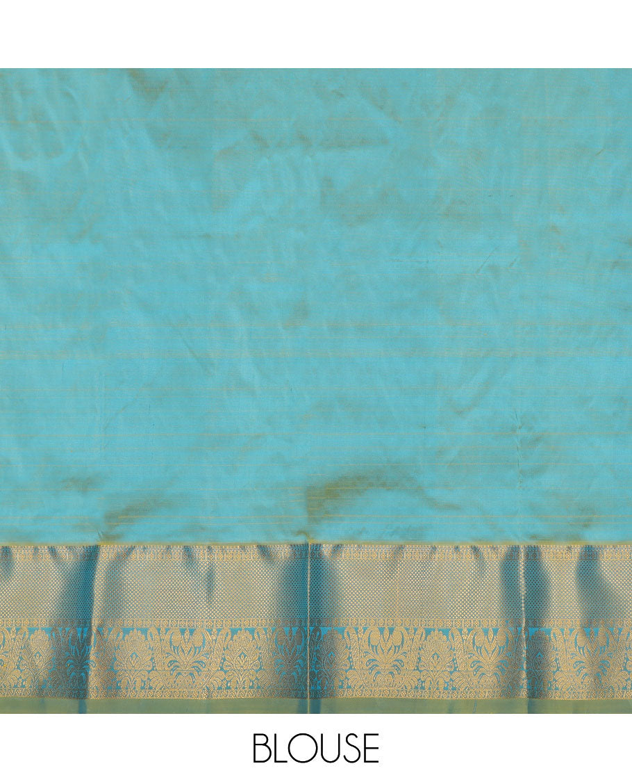 Blue Pure Silk Navarathna Pavadai Material Set