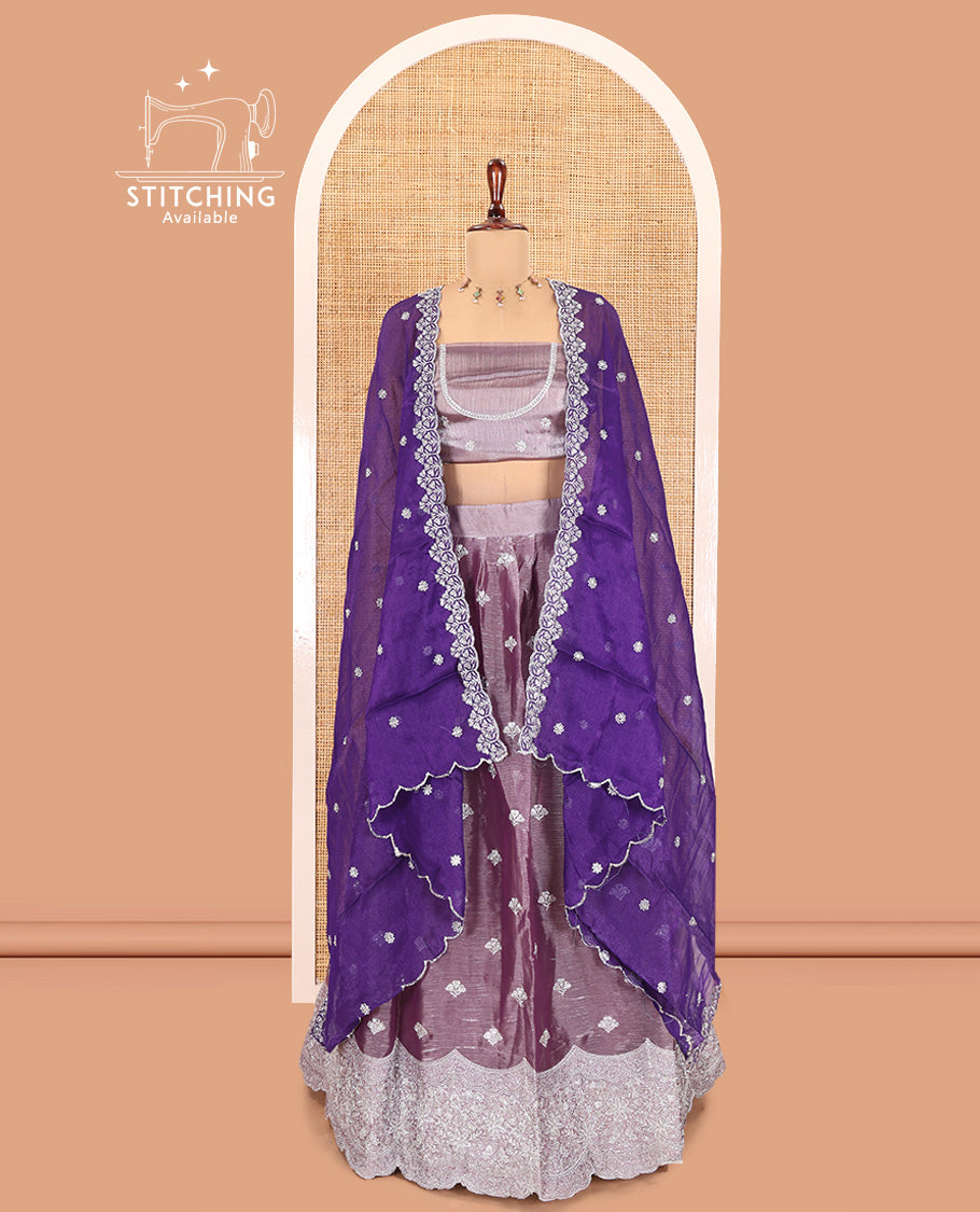 Dusky Lavender Velvet Organza Half-Saree