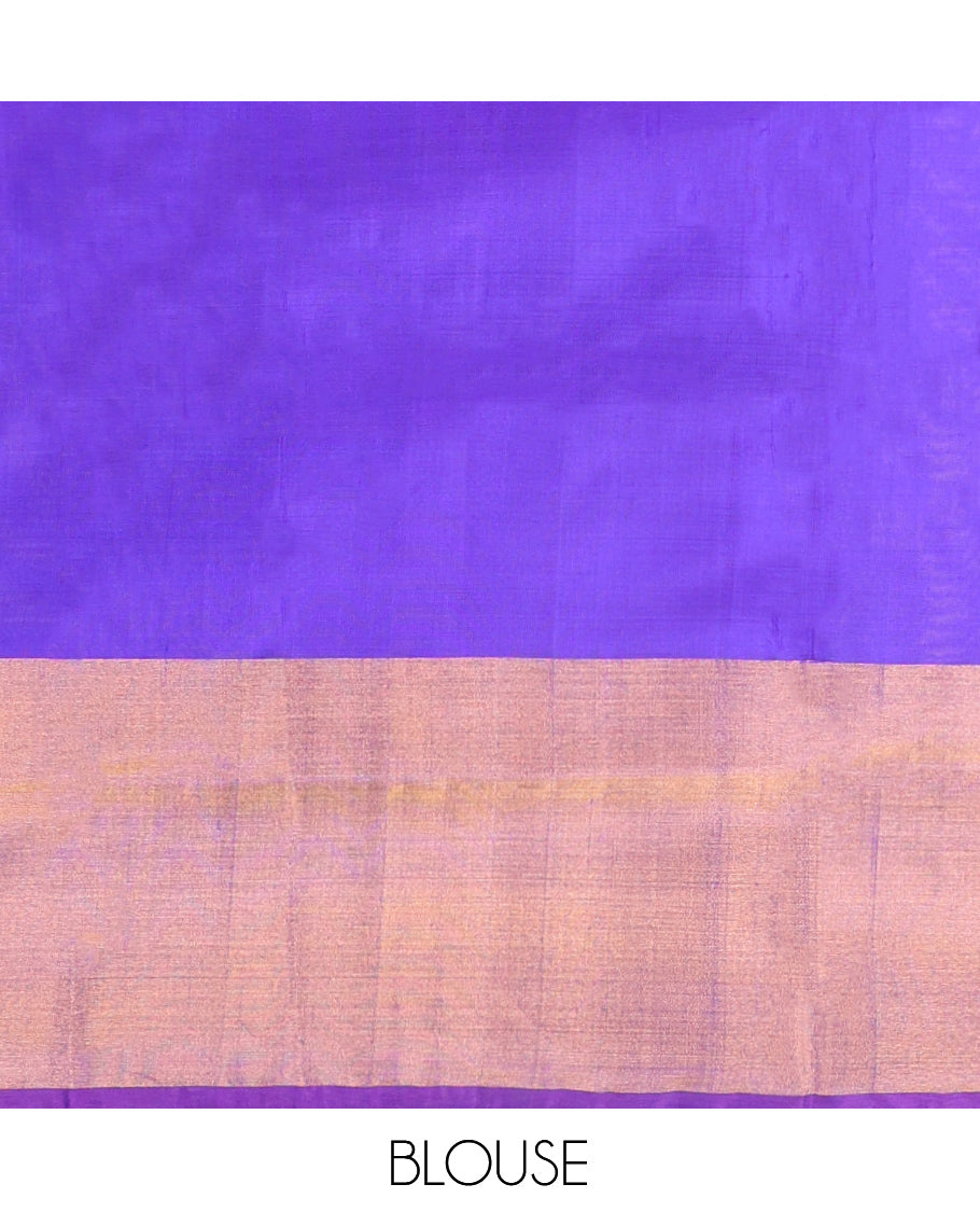 Yellow Uppada Silk Saree, Sparsely Woven with Buttas, Highlighted by a Zari Border, Contrast Zari Design Pallu, and a Contrast Blouse
