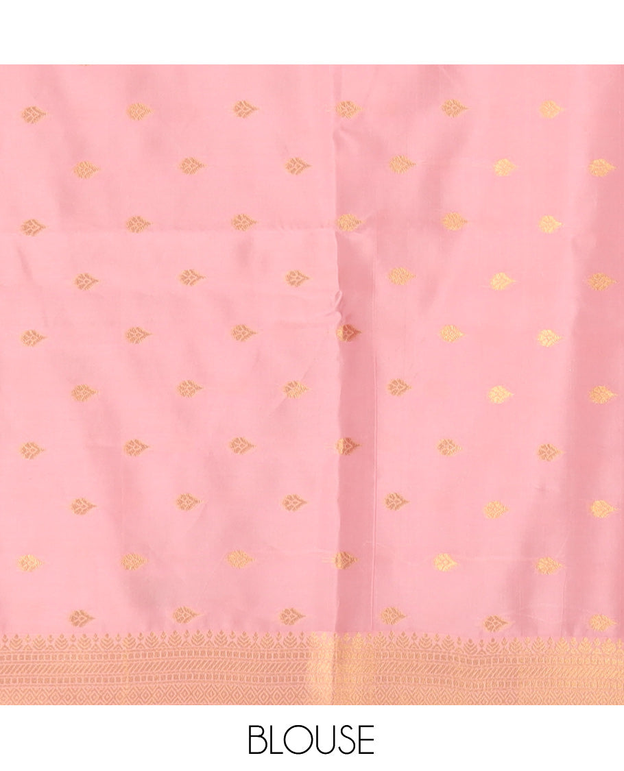 Peach Jacquard Litchi Saree