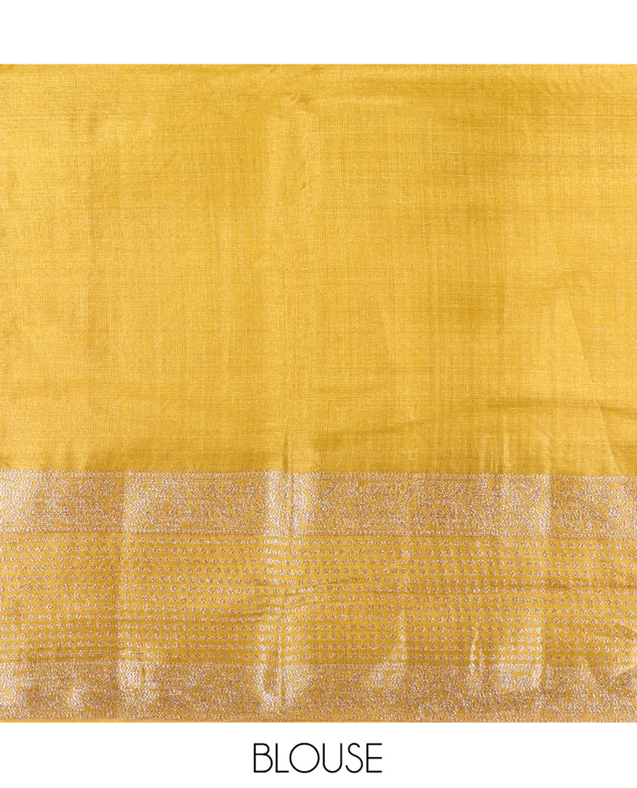 Yellow Tussar Silk Saree