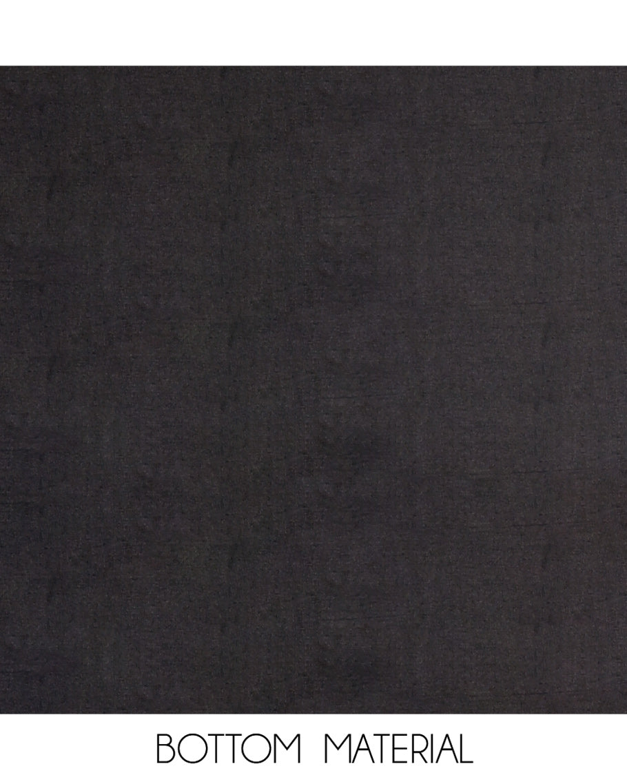 Black and Pink Material Chudidhar Set, Elevated with Floral Thread Embroidered Fox Georgette Top, Plain Santoon Bottom, and Fox Georgette Scallop Dupatta with Floral Thread Embroidery