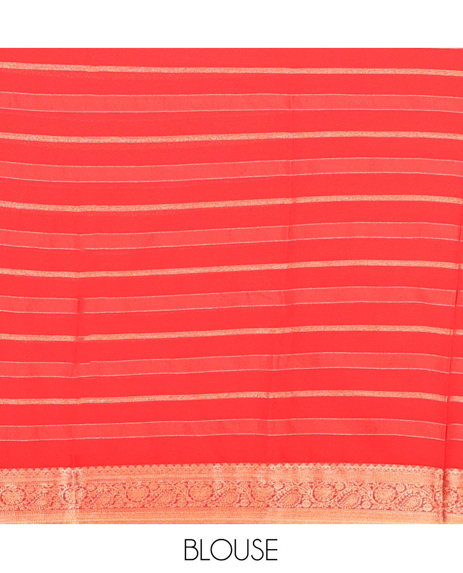 Orange Semi Mysore Silk Saree