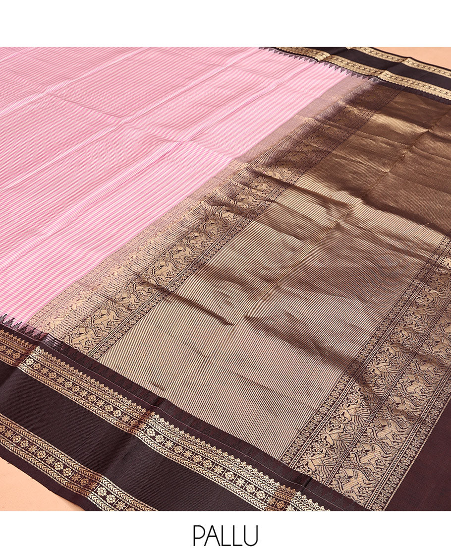 Pink Checked Vasundhara Silk Saree, Contrast Rettai Pettu Border, Contrast Blouse
