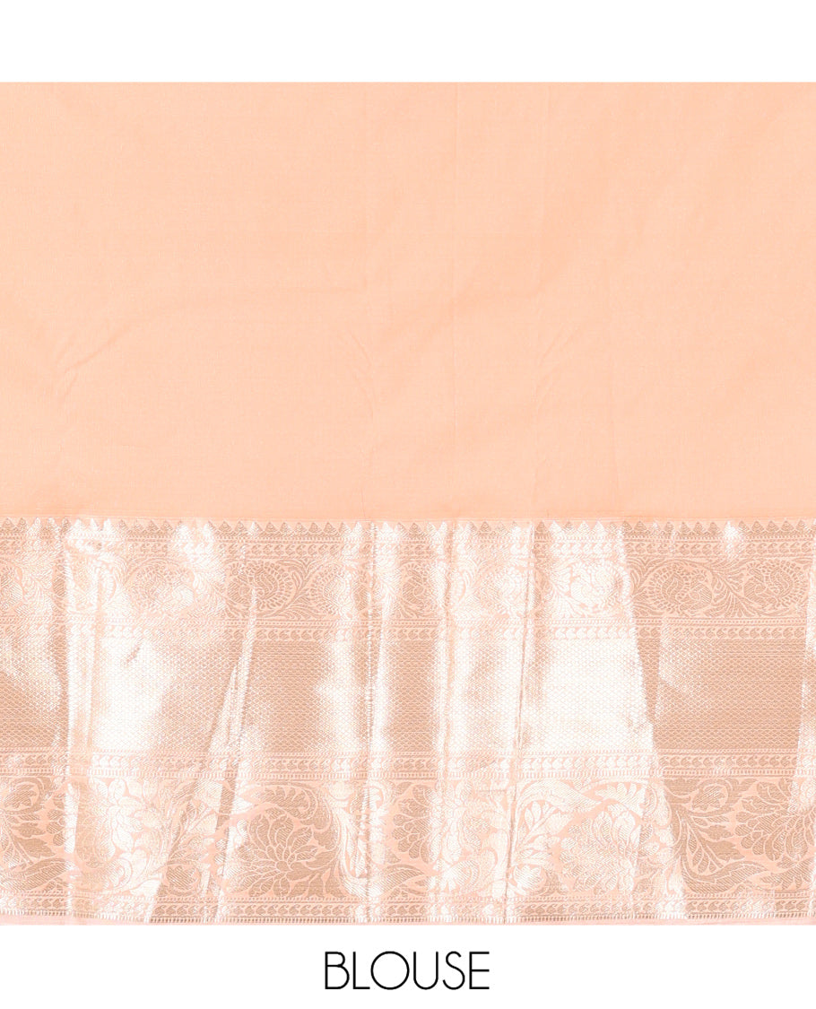 Green-Peach Jacquard Design Budget Silk Saree