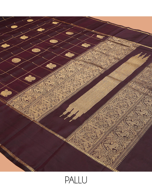 Brown Kanchipuram Chettinad Saree