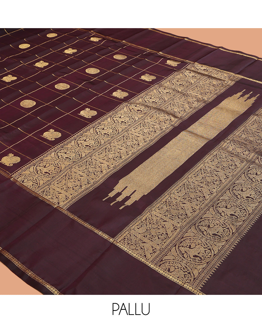 Brown Kanchipuram Chettinad Saree