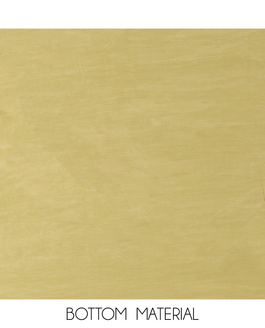 Lemon Yellow Mul Chanderi Material Churidar Features Floral Thread Embroidered Top, a Matching Bottom, and an Scallop Embroidered Dupatta