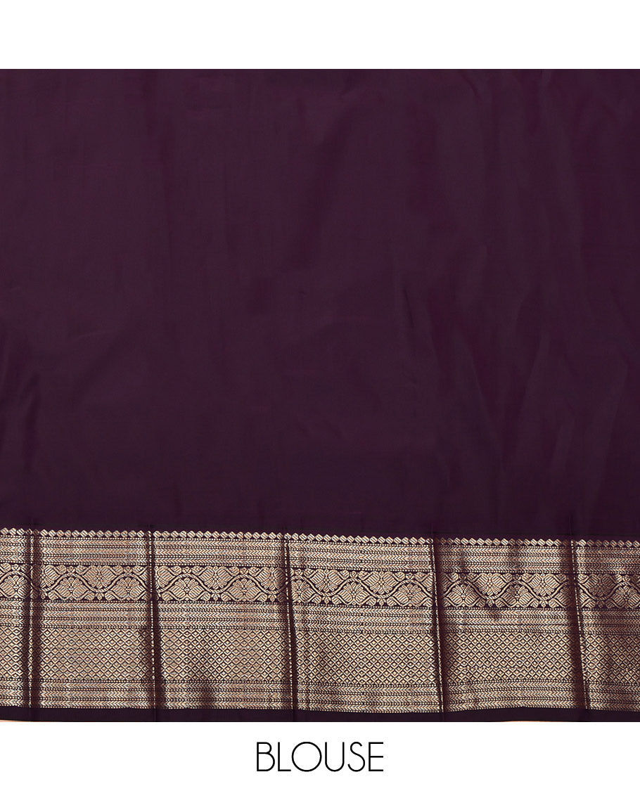 Orange Budget Silk Saree, Accentuated with Zari Butta Enclosed Checks, Complemented by a Contrast Traditional Zari Border, Grand Pallu, and a Contrast Blouse