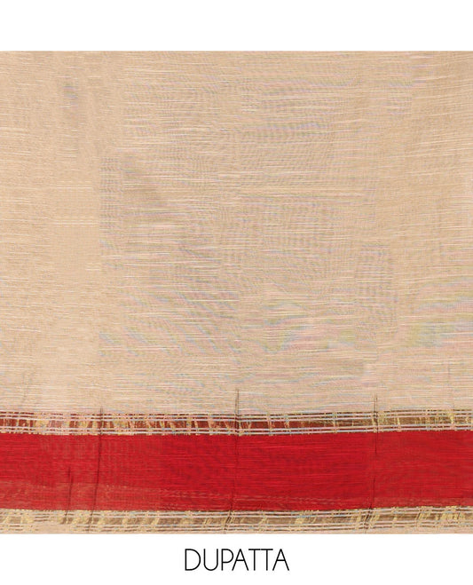 Maroon Material Chudidar Set, Elevated with Zari Checks All Over Its Semi-Silk Top, Comes with a Subtle Plain Bottom, and a Contrast Semi-Silk Dupatta of Zari Border and Tassels