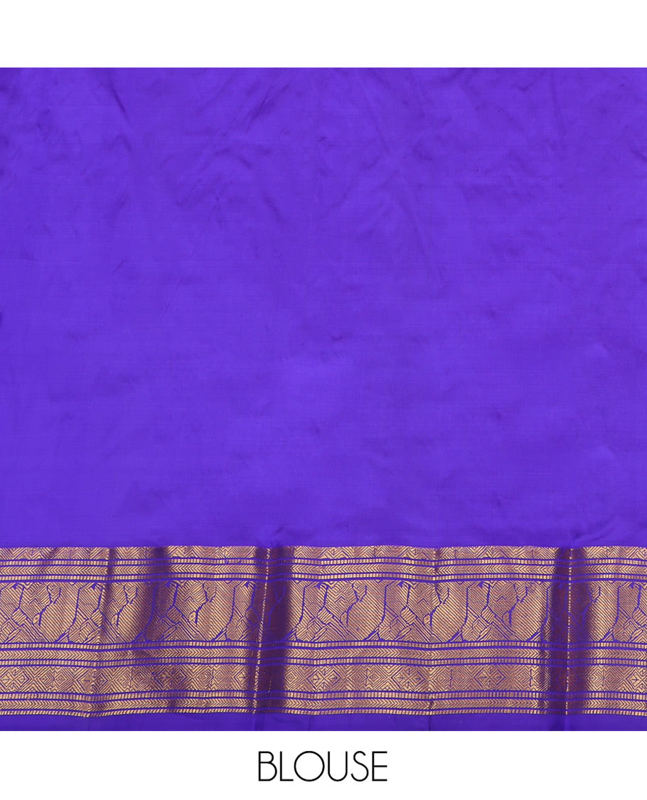 Pink Pure Silk Half-Saree, Spotlighted with Zari Designs on Its Body, Complemented by a Contrast Traditional Zari Design Border, Complemented by a Contrast Blouse, and Paired with a Contrast Dhavani of Ogee Designs