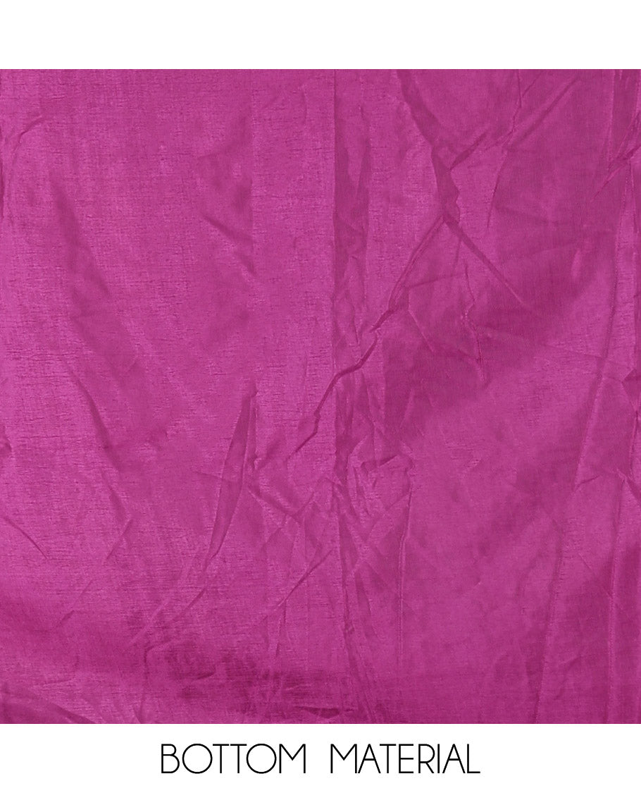 Dark Purple Mul Chanderi Material Chudidar Set, Subtly Printed with Bandhani-Style Printed Top, a Plain Santoon Bottom, and Paired with a Matching Mul Chanderi Bandhani-Dotted and Zari-Woven Dupatta