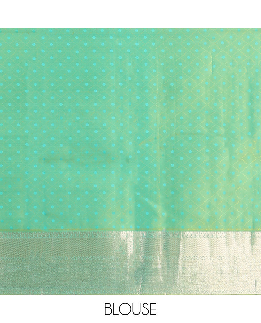 Green elephant, floral design kancheepuram silk saree with self intricate zari design border & geometric design pallu