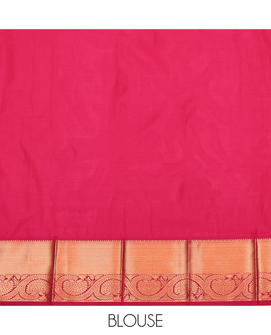 Green Dual-Tone Budget Silk Saree Featuring Jacquard, a Contrast Traditional Zari Border, Grand Pallu, and a Contrast Blouse