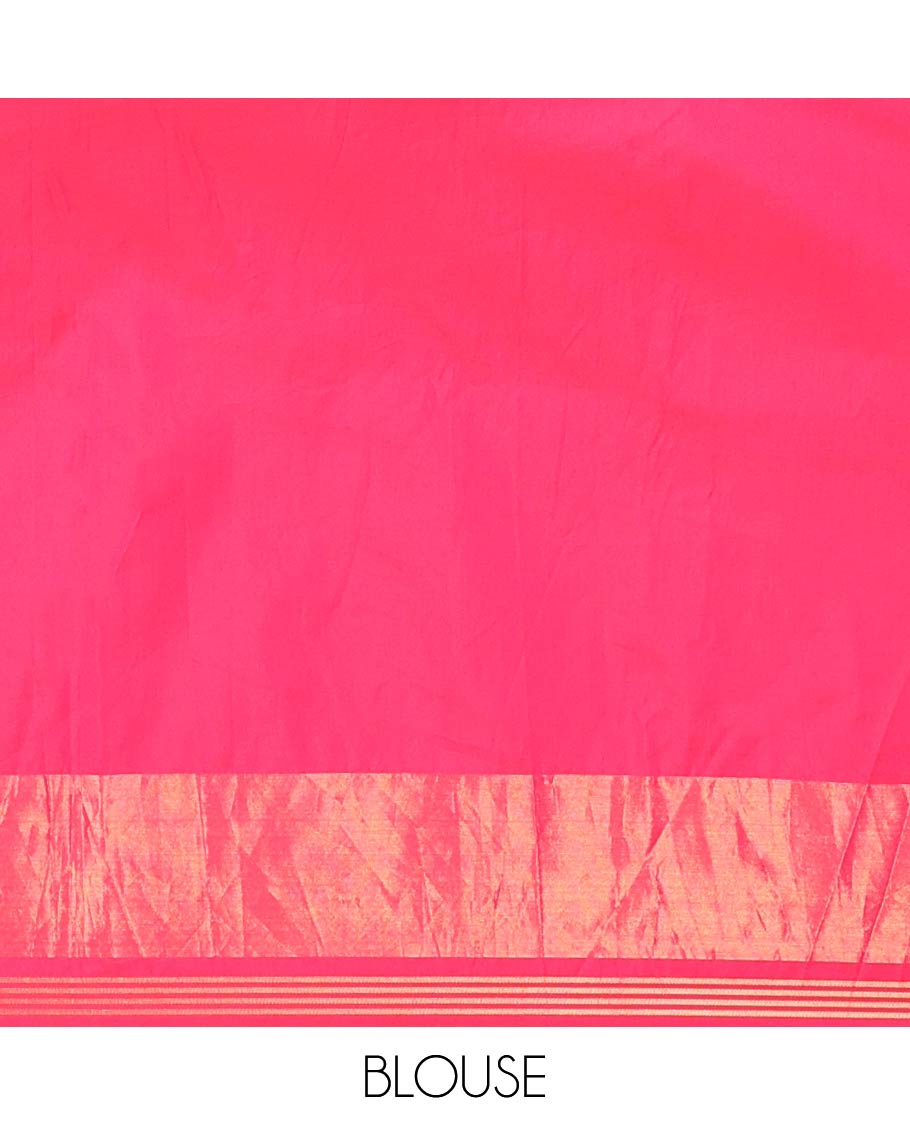 Pink Intricate Motif Semi-Patan Patola Saree, Patola Printed Tissue Border, and a Matching Blouse