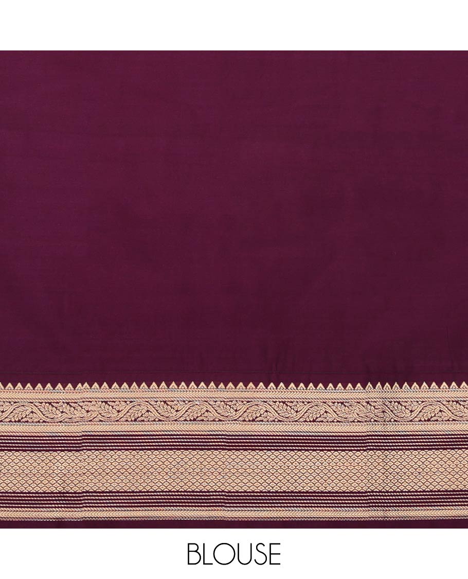 Green Budget Silk Saree, Detailed with Zari Buttas All Over Its Body, Complemented by a Contrast Zari Border of Traditional Designs, Pallu Steeped with Geometric Designs, and Paired with a Contrast Blouse