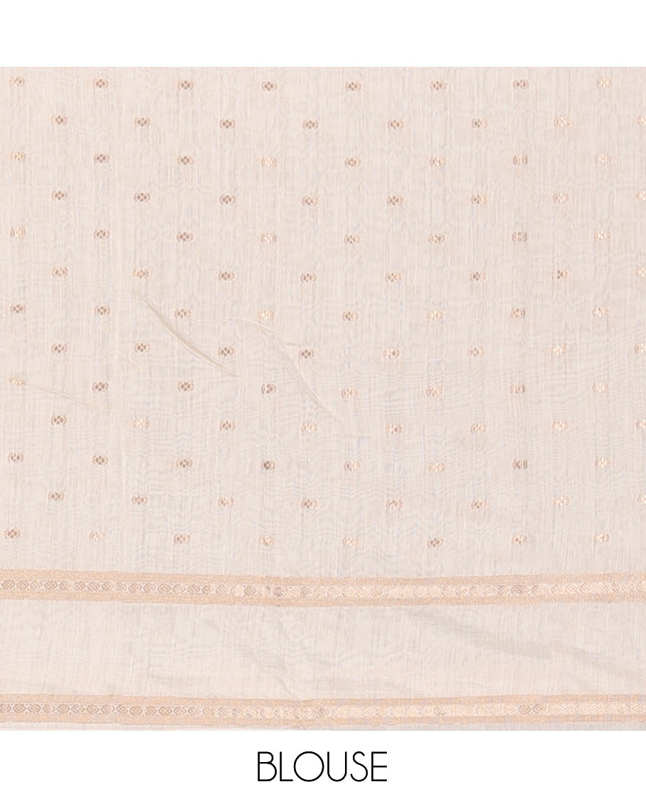 Off-White Assam Silk Saree