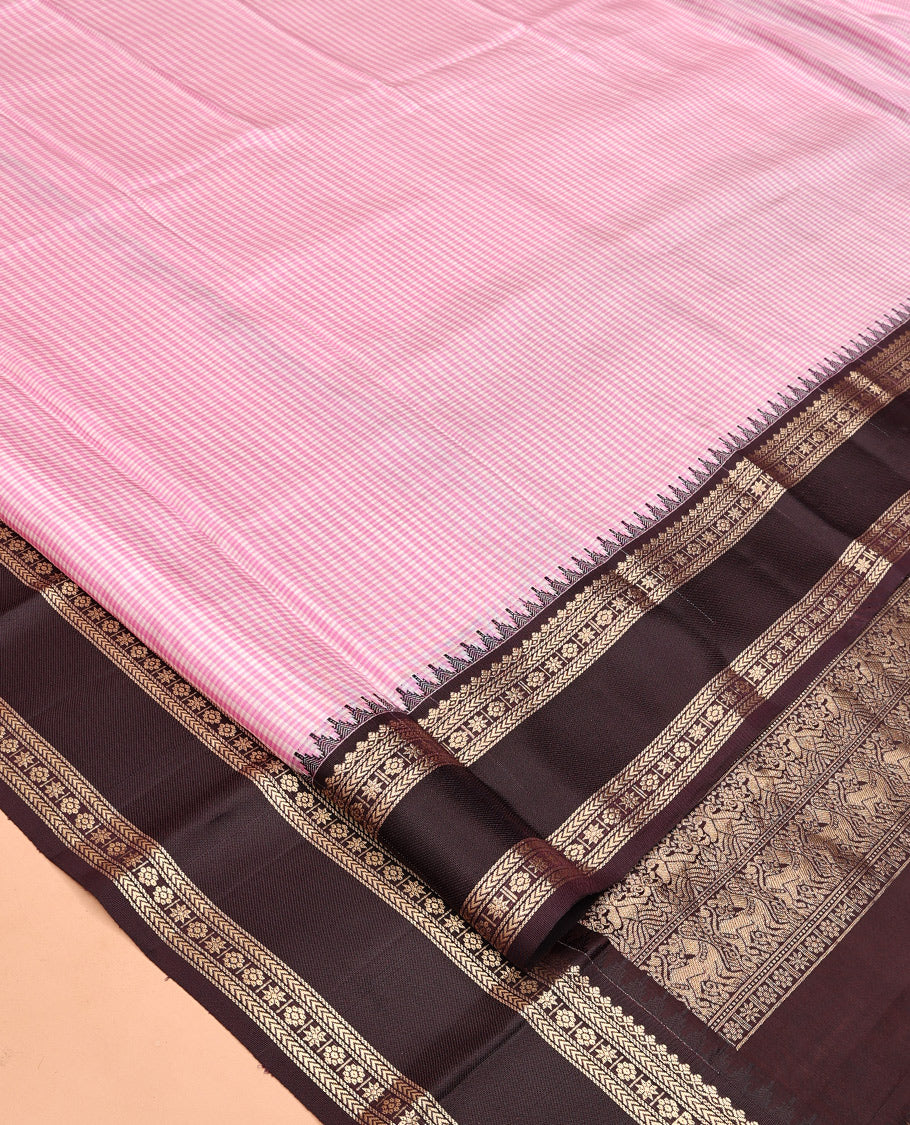 Pink Checked Vasundhara Silk Saree, Contrast Rettai Pettu Border, Contrast Blouse