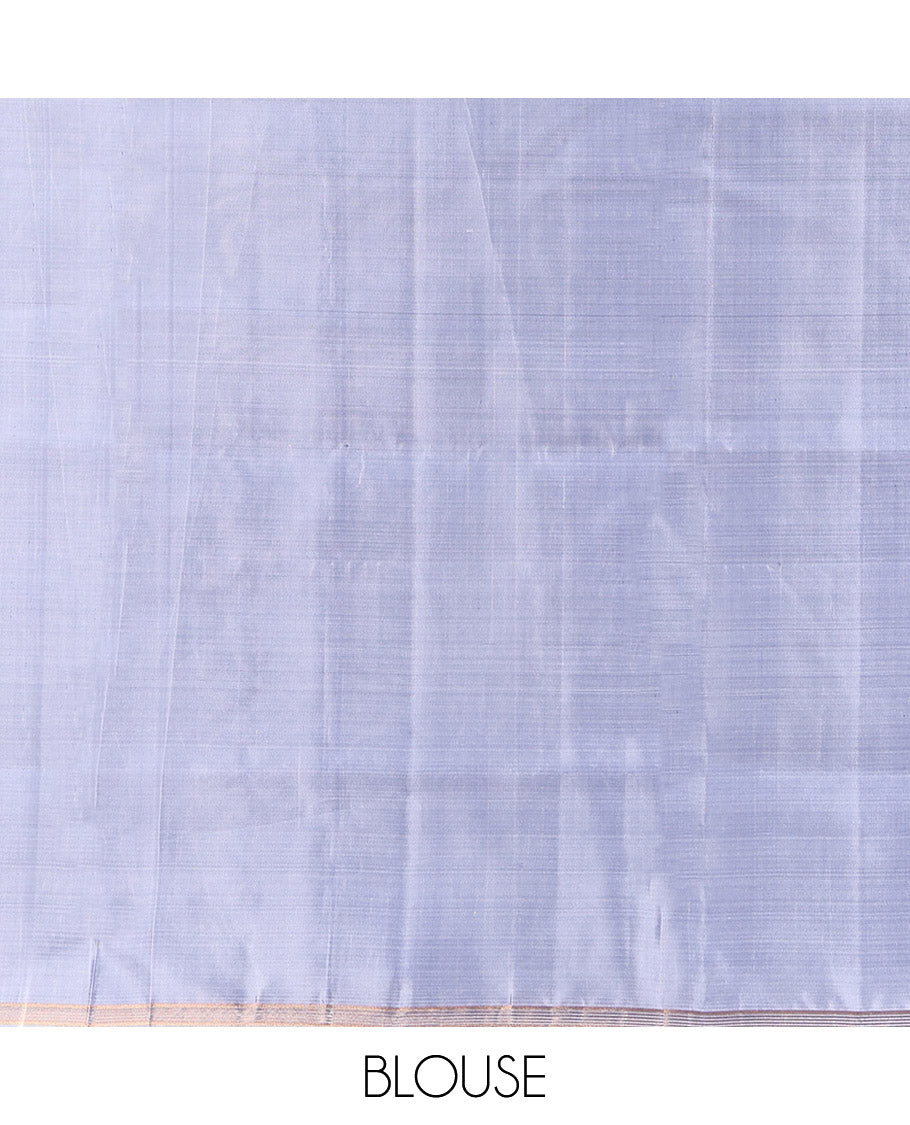 Violet Mayuri Lite Silk Mix Saree, Decorated with Dotted-Stripes, Complemented by a Contrast Elephant Motif Border, Intricate Pallu, and a Contrast Blouse
