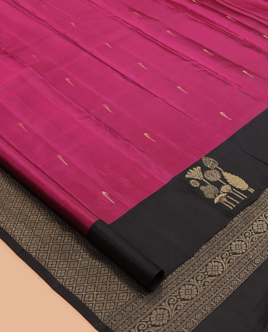 Light Purple Vasundhara Lite Silk Mix Saree, Graced with Muniya Buttas, a Contrast Unique Motif Zari Border, Jaal Pallu, and Contrast Blouse
