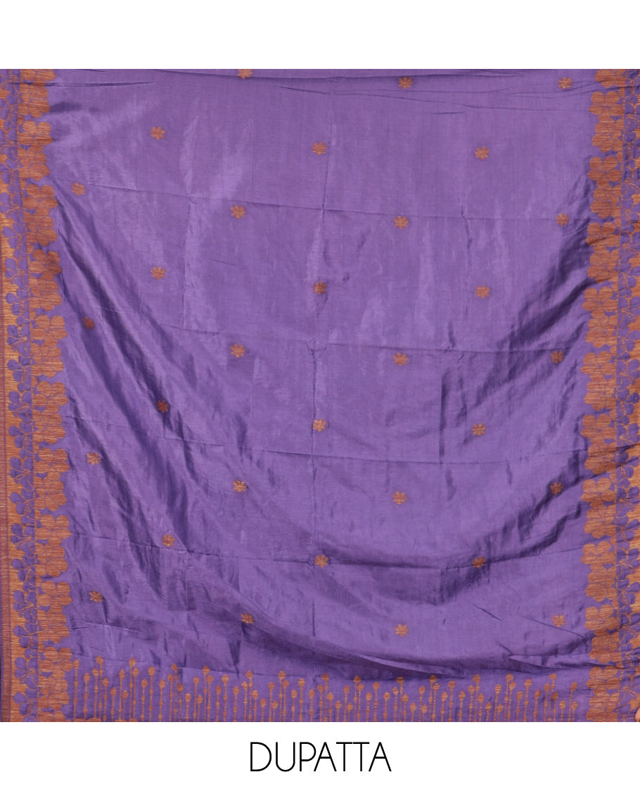 Royal Blue Semi Silk Material Chudidar Set, Adorned with Copper Zari Intricate Design Woven Top, a Santoon Bottom, Matching Dupatta
