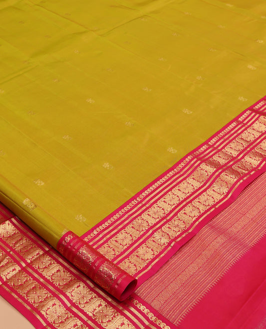 Green Zari Buttas Vasundhara Lite Silk Mix Saree, a Contrast Traditional Border, Jaal Pallu, Contrast Blouse