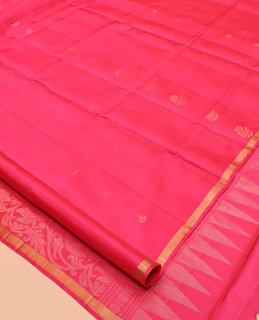 Pink Mayuri Lite Silk Mix Saree, Embellished with Zari Buttas, a Subtle Piping Border, Pallu of Floral Jaal Design, and a Matching Blouse