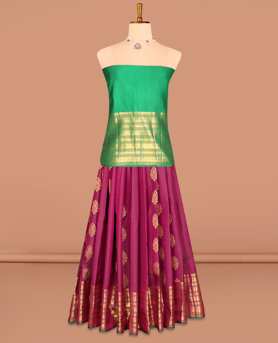 Wine Pure-Silk Half-Saree