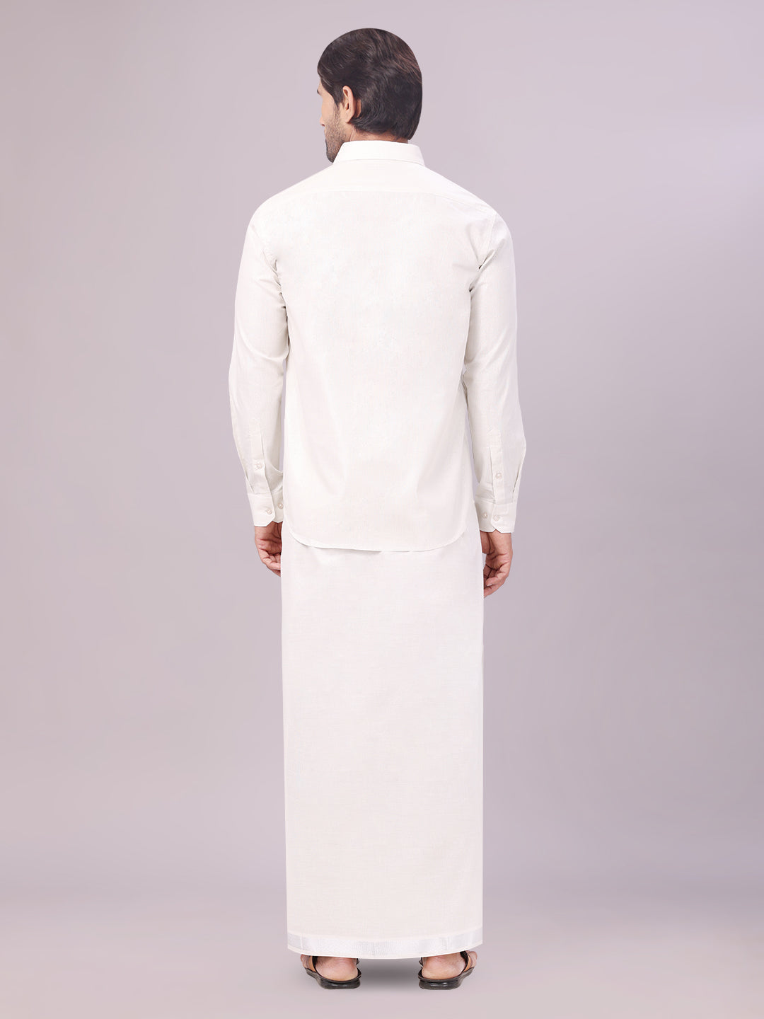 Men's Tissue Silver Color Flexi Dhoti Shirt Wedding Combo Maverick Flexi
