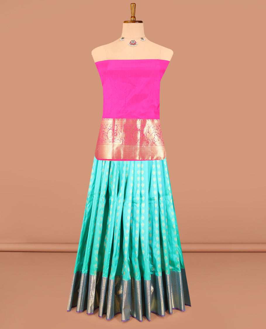 Blue Pure Silk Half Saree